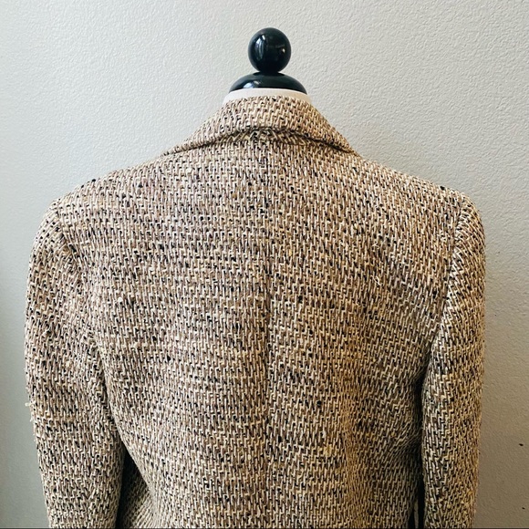 EMIL RUTENBERG vintage tan handwoven silk one button oversized blazer jacket M - Picture 12 of 13